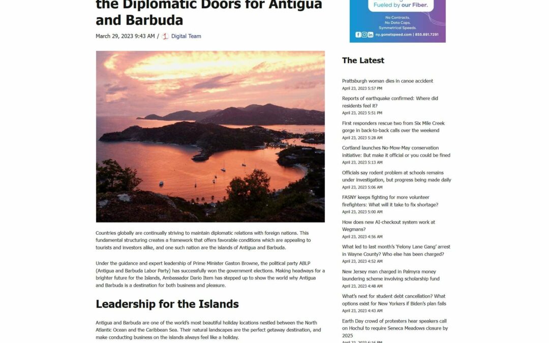 Ambassador Dario Item Opening the Diplomatic Doors for Antigua and Barbuda